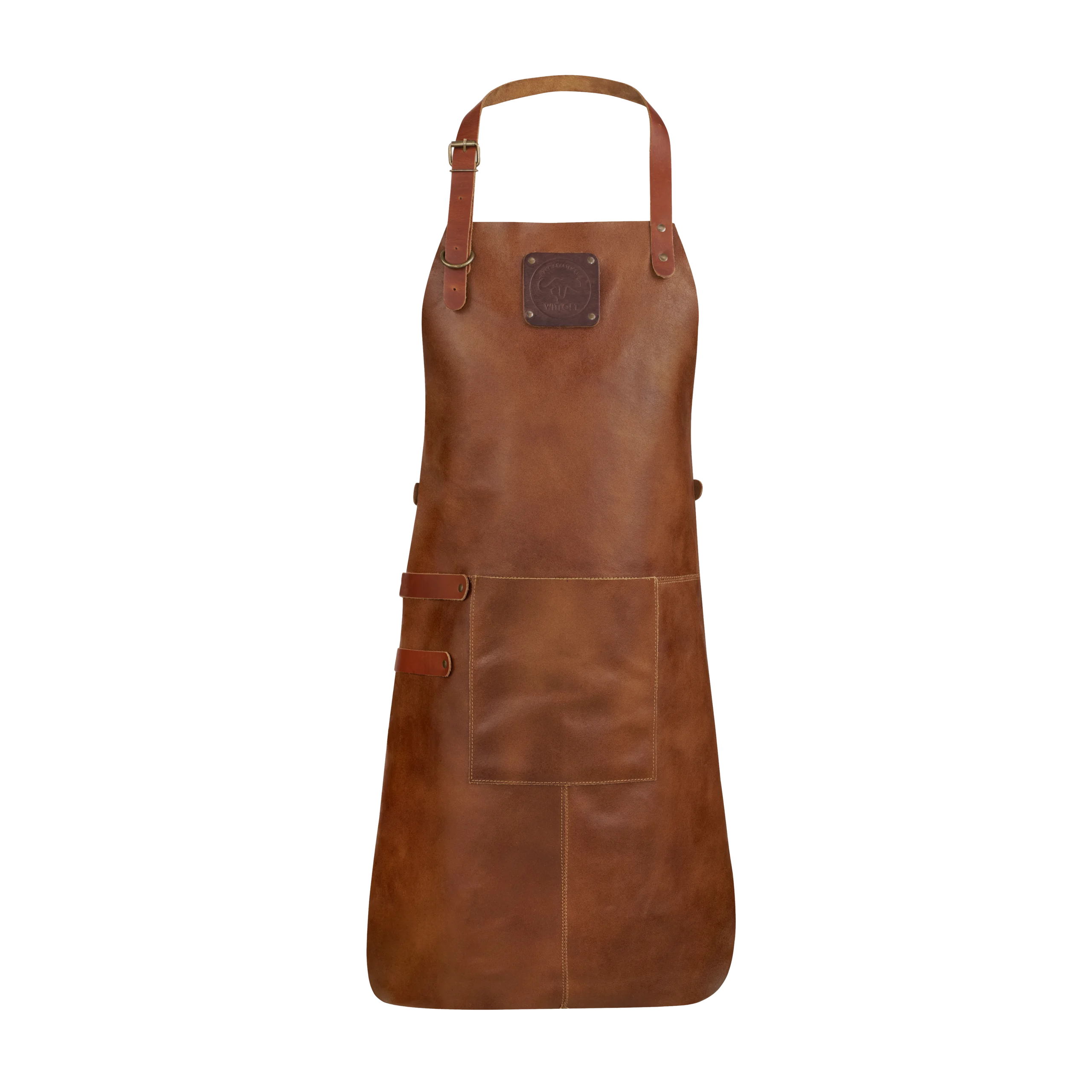 Schort Gerecycled Buffelleer – Cognac